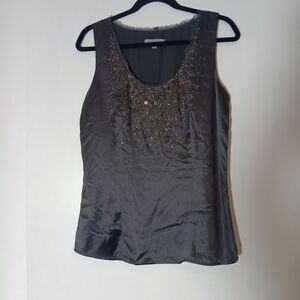Vtg Y2K tank Top Women M fairy grunge Sequins Embellished Silk fairy